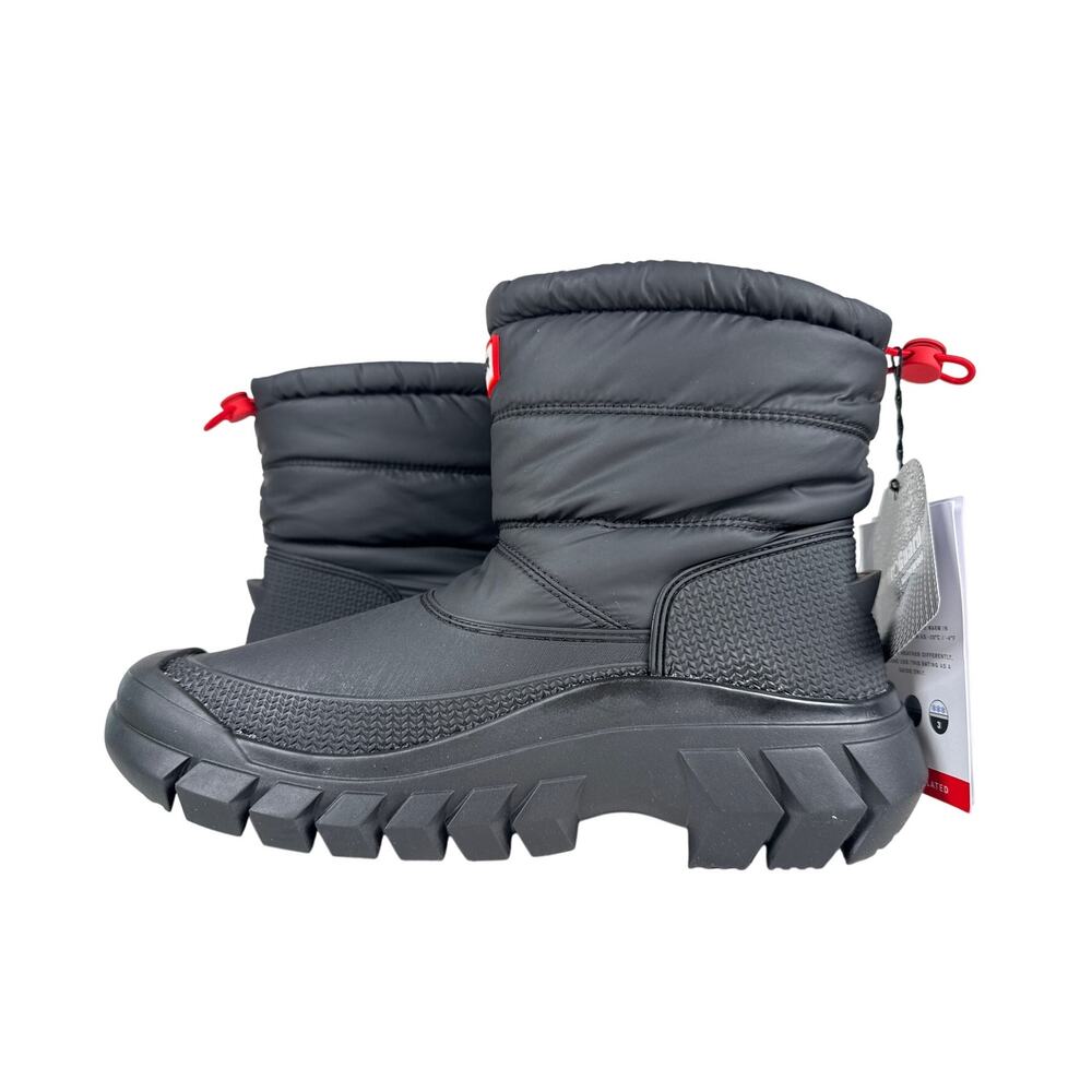 Hunter Intrepid Short Snow Boots Womens 7 Black Waterproof Insulated Pull On - Picture 2 of 13